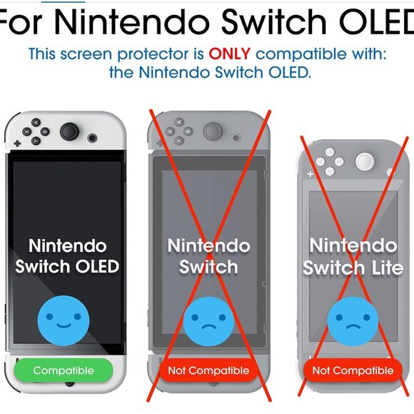 NWT amFilm Nintendo Switch Tempered Glass Screen Protector Compatible 7'' (2021) - Picture 4 of 14